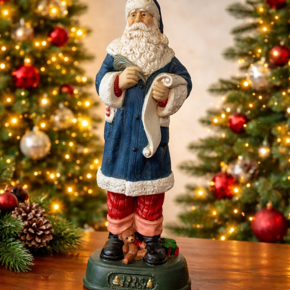 Vintage Porcelain Santa Figurine 13" Hand Painted Christmas Decor Collector Gift